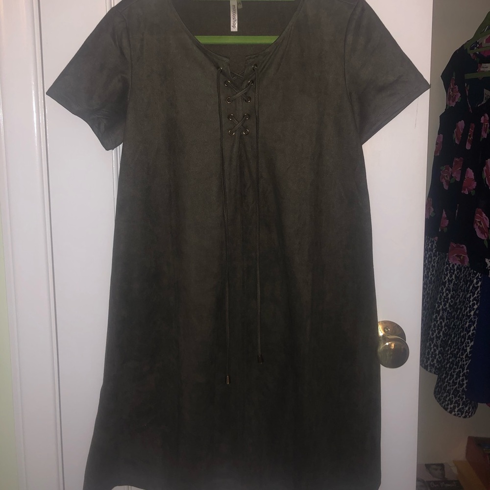 Army Green Suede Dress Size Small